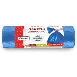 Пакет мусорный ПНД 120л Komfi 10шт голубые PM121BU