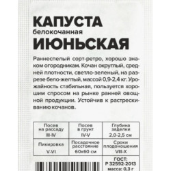 Семена "Капуста б/к Июньская " 0,3г Аэлита Б/П